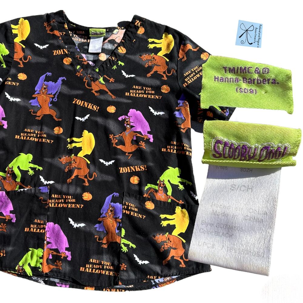 Scooby-Doo 2009 Y2K Halloween Spooky Scrub Top Sz S